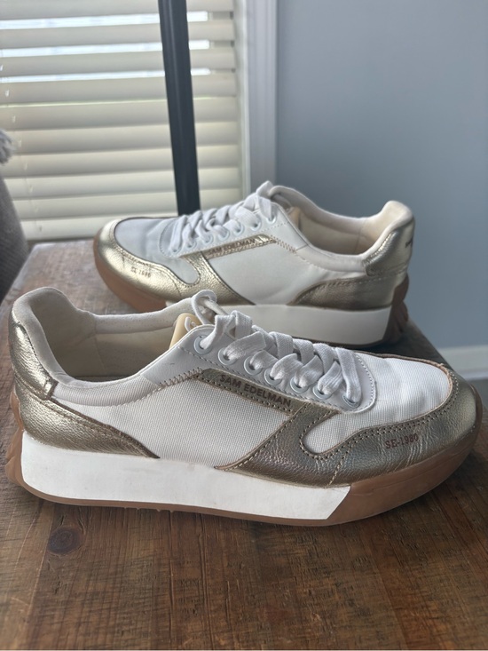 Sam Edelman Shoes - Sam Edelman White and Metallic Gold Platform Sneakers